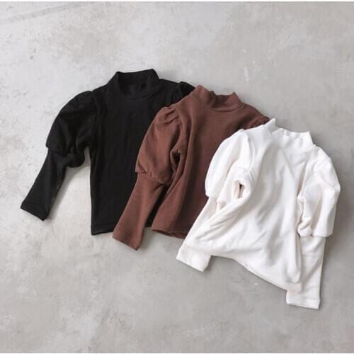 2020 New Girls Thicken Puff Sleeve T shirt Winter Fashion Cotton Girls Top 2-7 years QL818