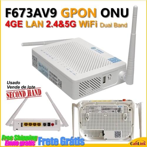 5pcs/Lot ZTE F673A V9 4GE +Voice +USB 2.4G& 5G Dual Band WIFI F673av9 ONU Gpon Fiber modem FTTH Used English Firmware Terminal