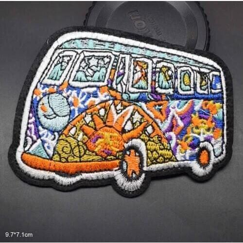 Peace And Love Bus Novelty Iron On Embroidered Clothes Patches For Clothing Stickers Garment Wholesale