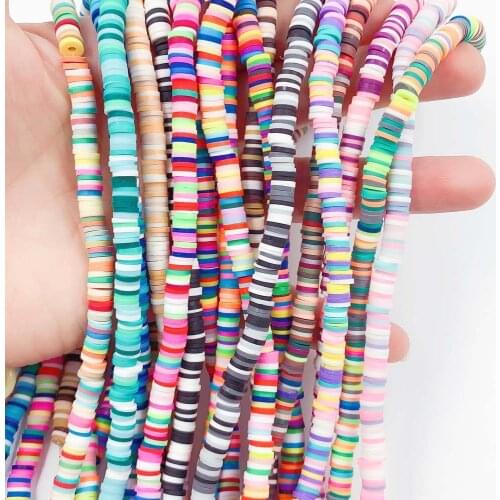 300Pcs 6mm Flat Round Polymer Clay Beads Chip Disk Loose Spacer Handmade Beads For DIY Jewelry Making Bracelet Mixed Color