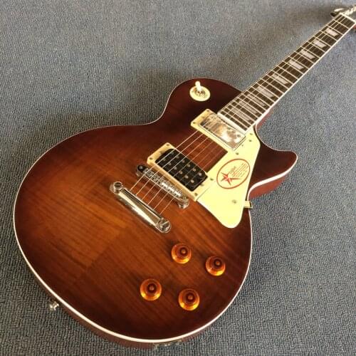 Semi-gloss finish,Upgrade Tune-o-Matic bridge guitar Tiger Flame guitar Smoke colour,free shipping