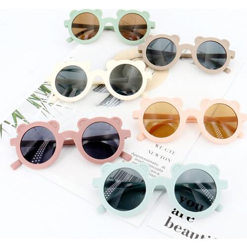 New Kids Sunglasses Cartoon Bear Shape Girls Boy Children Sun Glasses Round Street Beat Eyeglasses Cute Baby Shades Eyewears UV