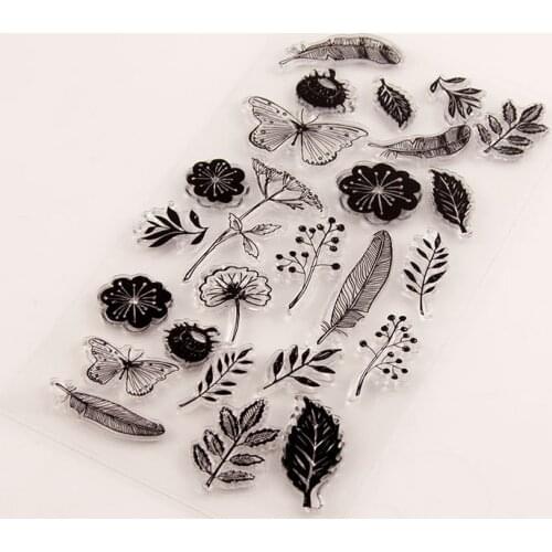 Transparent Silicone Clear Stamp Vintage Butterfly Flower For Scrapbooking DIY Craft Decoration Soft Stamp Kids Stationery
