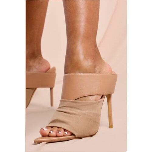 MKKHOU Fashion Sandals Women 2021 New Summer Shoes Pointed Toe Fish Mouth Gauze Stiletto 12cm High Heel Slippers Open Shoes