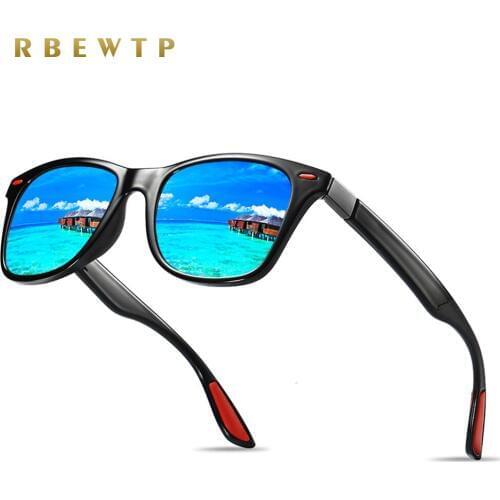 RBEWTP DESIGN Men Women Classic Retro Rivet Polarized Sunglasses Lighter Design Square Frame 100% UV Protection