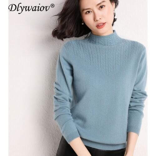 2020 New Half Turtleneck Pullover Soft Sweater Womens Fall Winter Loose Wool Sweater Korean Sweater Female warm Jumper Pink