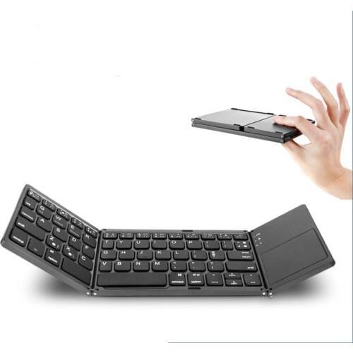 Three system universal Triple foldingfold with touchpad tablet mobile phone computer wireless Bluetooth folding mini keyboard