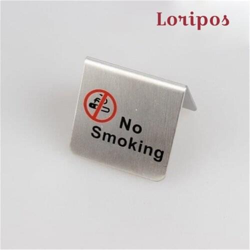 V Table Stand Desktop No Smoking Logo Plate Billboard Signage Sign Desktop Table Stand Rack Metal No Smoking Signs For Business