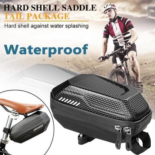 B SOUL Bicycle Tail Bag Carbon Pattern Leather EVA Waterproof MTB Mountain Bike Saddle Rear Pannier Hard Shell Bag Case Cycling