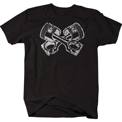 Funny Cool Fashion Crossed Pistons Mechanic Garage Engine T-Shirt Mens Summer Cotton Short Sleeve O-Neck T Shirt New S-3XL
