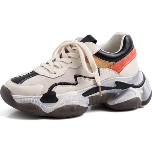 TheresaBella 2021 Women Sneakers Dirty Shoes Sole Lace-Up Casual Chunky Sneakers Female Casual Dancing Shoes Sneakers Dad Shoes