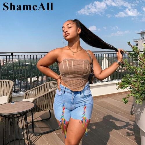 Plus Size Sexy Ribbon Cross Lace Up Super Skinny Ankle Length Jeans 5XL Street Stretchy Ripped Baggy Capris Bandage Melody Pants