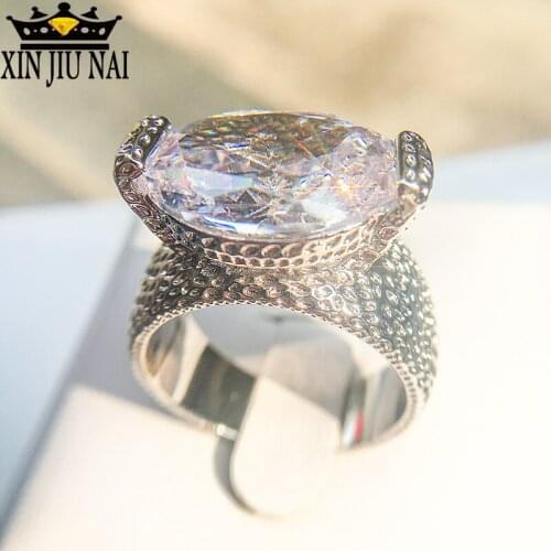 Anillos 925 silver Big AAA Zircon diamond Luxury Engagement Jewelry White Gold Color Rings Wedding Rings for Women Accessories