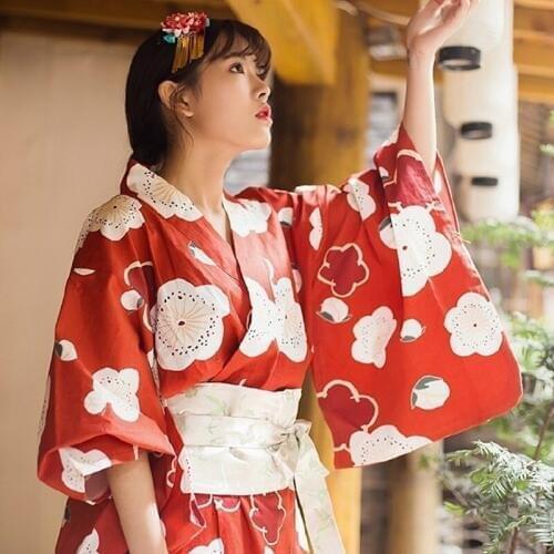 Japanese kimono traditional dress cosplay female yukata women haori Japan geisha costume obi national dress TA460 Y