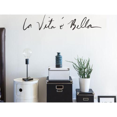 Life Is So Beautiful Ins Italian Byword Wall Stickers For Livingroom Studio Cosmetic Mirror Removable Home Wall Decor