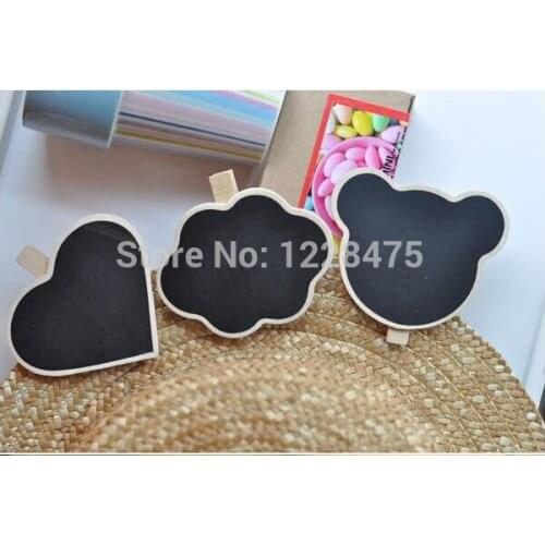1PC/Lot New shaped Small Wooden Blackboard Clip Paper Clip board Message Folders Chalkboard wood pegs fashion Special Gift
