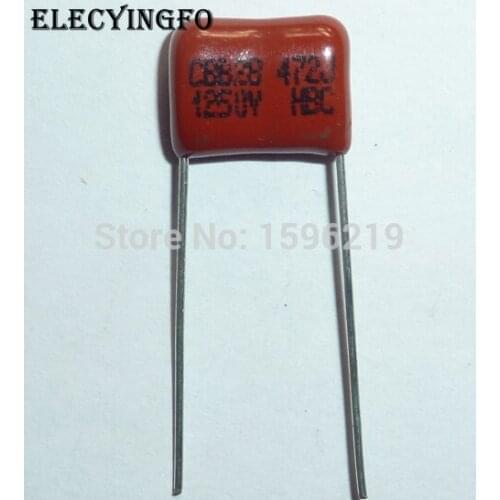 100pcs CBB capacitor 472 1250V 472J 1.25KV 4700pF 4.7nF P10 CBB28 Metallized Polypropylene Film Capacitor