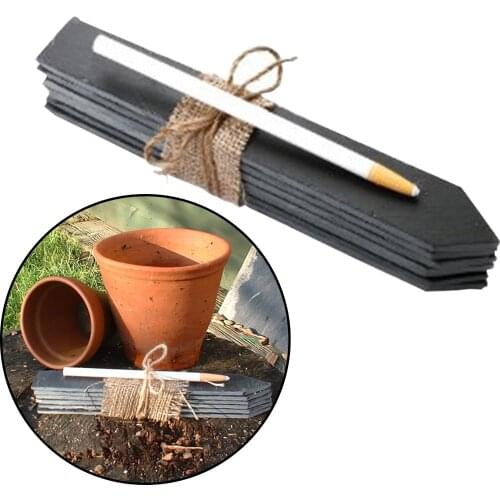 12 Pcs 7.48-inch Thick Slate Labels Black Plant Seed Name Stake Tag Label Marker Widely Used In Garden Farmland Orchard Etc