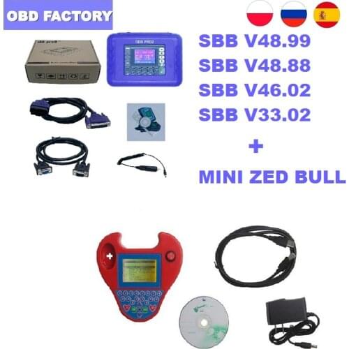 2020 SBB Pro2 V48.88 V48.99 V33.02 V46.02+ Mini Zedbull Auto Key Programmer SBB 48.88 48.99 Version Zed Bull OBD2 Key Maker