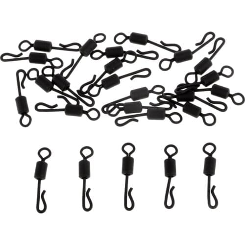 25 Pieces Long Body Q-Shaped Matte Black Changeover Swivels for