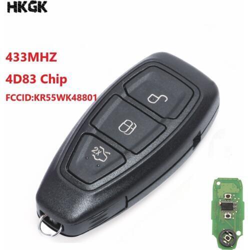 3Button Smart keyless Remote car Key 433MHz With 4D83 Chip For Ford Focus C-Max Mondeo Kuga Fiesta B-Max