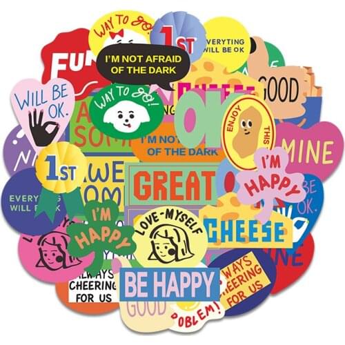 38Pcs Inspiring Words Sticker Waterproof Suitcase Bike Motorcycle Helmet Car Styling Accessories Stickers