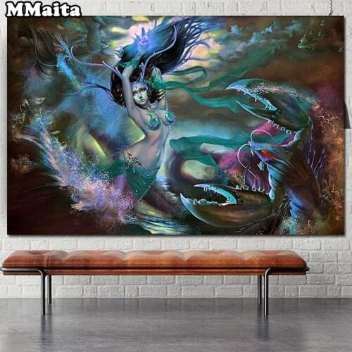 5d diy diamond embroidery Mermaid Lobster diamond painting mosaic full square round drill Underwater world,2021 Gift GG5599
