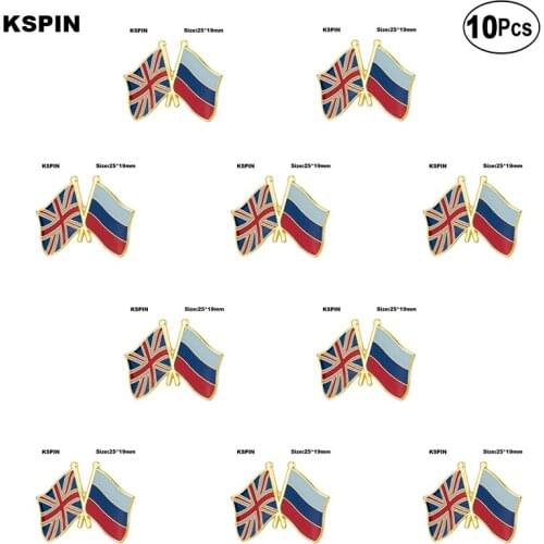 United Kingdom & Russia Friendship Flag Lapel Pin Flag badge Brooch Pins Badges 10Pcs a Lot