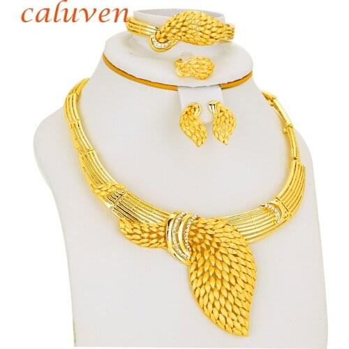 White Stone Dubai Sets Jewelry For Women Ethiopian/Eritrea/Habesha 24k Earring/Necklace Wedding Bride Gift Gold Color Chokers