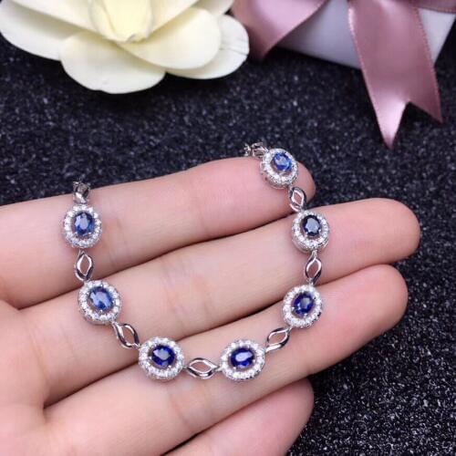 Natural sapphire bracelet, fashionable, 925 silver novel design, womens favorite jewelry