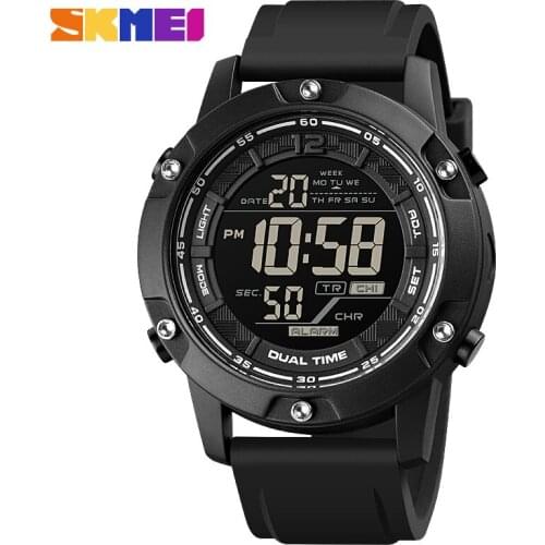 SKMEI Swim 100M Waterproof Fashion Sports Watches Men Chrono Alarm LED Digital Silicone Electronic Wristwatch Black Clock Male