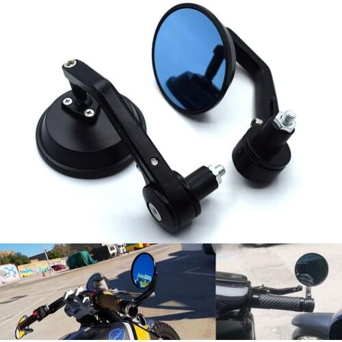 Black Motorcycle CNC Convex Bar End Mirrors For Honda Yamaha Suzuki Kawasaki Cafe Racer Clubman retroviseur moto