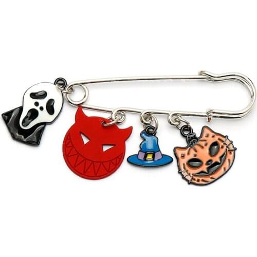 Happy Halloween Enamel Pin Custom Ghost Moon Ghost Pumpkin Umbrella Brooches Backpack Clothes Lapel Pin Fun Badge Jewelry Gift