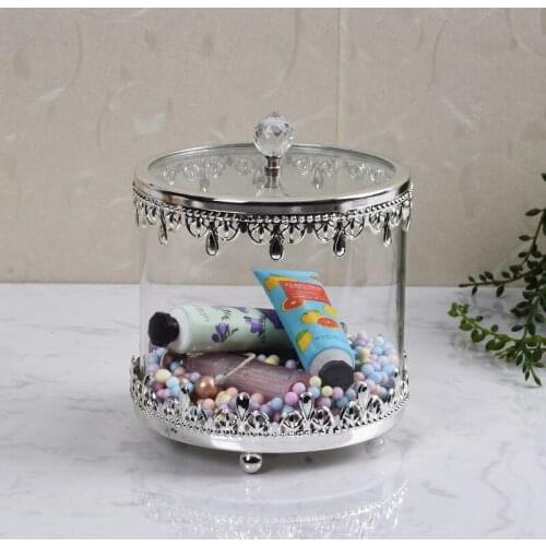 European Electroplating Craft Metal Glass Candy Jar Storage Box Gold Silver Storage Tank Storage Jar Glass Bottle Home Decor