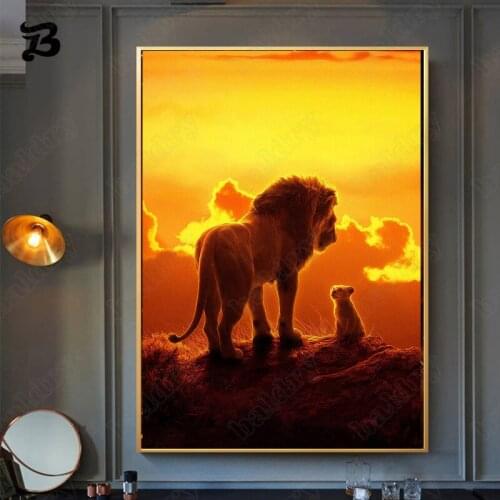 Canvas Painting Wall Art Landscape Animal Oil Painting Lion King Canvas Movie Poster and Print Wall Picture Living Room Decor