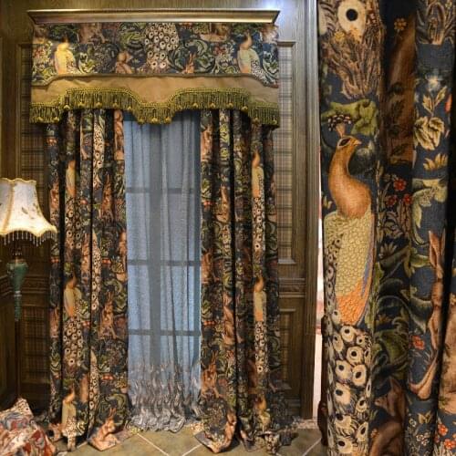 Curtain Set European Luxury Curtains With Valance For Living Room Curtain Set Bronzing Blue Curtains Ready Made