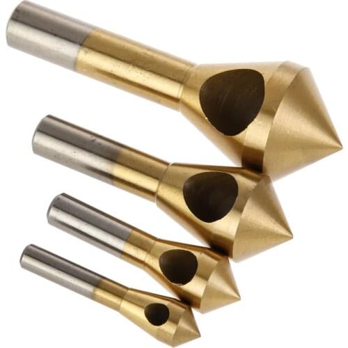 4pcs/set 2-5mm 5-10mm 10-15mm 15-20mm Titanium Coated Countersink & Deburring Center Drill Bits Expanding Step Chamfering Tools