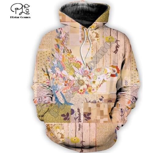 PLstar Cosmos Beautiful Floral Chickens 3D Printed Hoodies Sweatshirts Zip Hooded For Men And Women Casual Streetwear Style-C3
