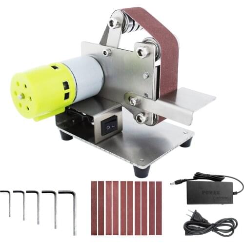 Belt Sander Electric Sanding Polishing Grinding Machine with 10 Sanding Belts for Polishing Wood Acrylic Metal 10 20 30mm Belt