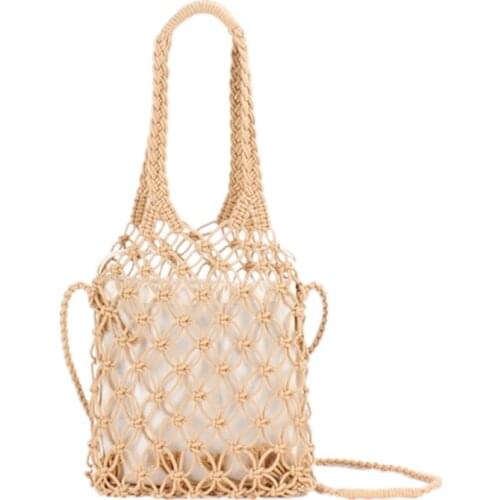 Summer Hollow Woven Bags New Handmade Handbag Knitted Rattan Summer Beach Bag Bolsos Feminine Women Shoulder Bags Purses Shopper