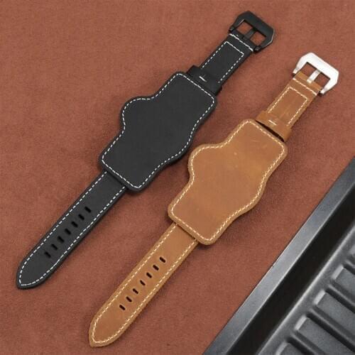Frosted Leather watchband 20mm 22mm 24mm 26mm black brown strap with pin buckle suitable for PAM441 mens watch accessories