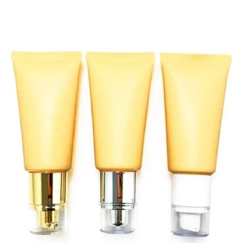 50ML 50g Frost Matte Yellow Empty Skin Care Sunscreen Facial Lotion Cream PE Plastic Airless Pump Cosmetic Squeeze Tube Bottle