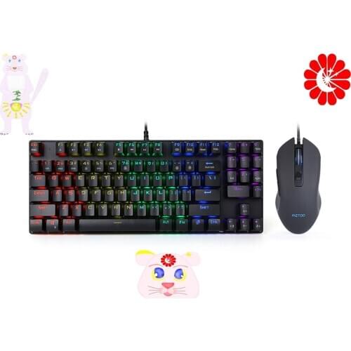 Mini mechanical keyboard 89keys USB wired RGB backlight blue switch gaming mechanical keyboard and mouse combos for PC gamer