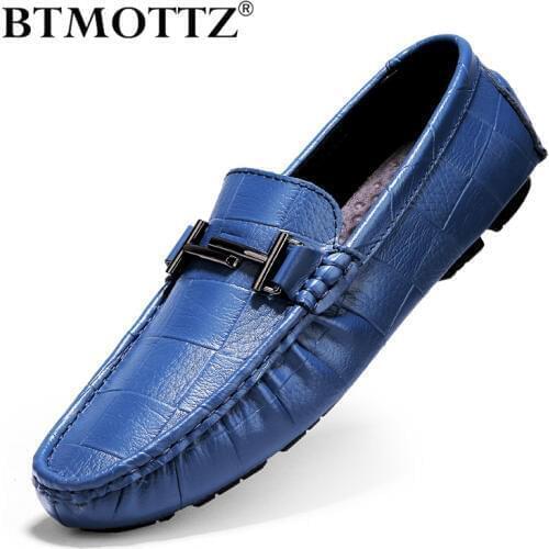 Handmade Genuine Leather Men Shoes Luxury Brand Italian Casual Mens Loafers Breathable Driving Shoes Slip on Moccasins BTMOTTZ