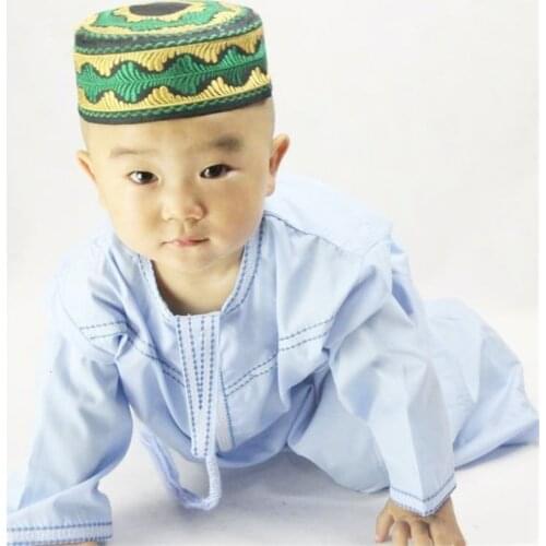 Boys Islamic Clothing Kids Muslim Thobe Arab Abaya Robes for Baby Boy Kaftan Islam Child Clothes Toddler 1-3 Years Jubba Thobe