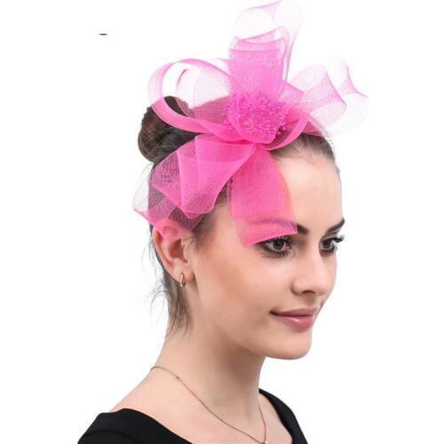 Elastic Net Headdress Wedding Banquet Dance Ladies Pink Hairbands Handmade Vintage Personal Photo Hair Accessories