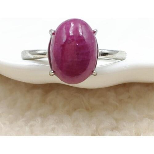 Genuine Natural Red Ruby Ring 11x9mm Oval Adjustable Rare Oval 925 Sterling Silver Bead Ruby Ring AAAAAA