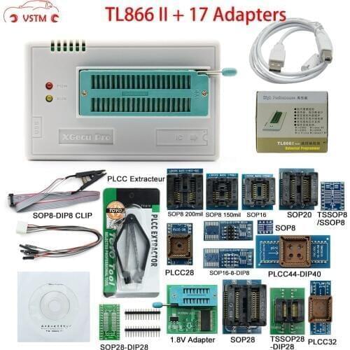 Original TL866II Plus +17 Adapters+SOP8 IC Clip Universal Programmer High speed Flash EPROM TL866 II + 12 Adapters Programmer