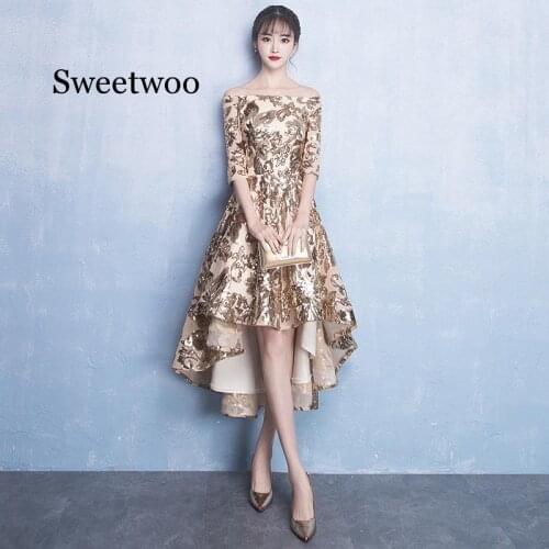 Autumn Ladies Evening Party Sexy Sequin Club Short Dress Sexy Off-the-shoulder Vestidos Golden Sequins Dresses Women Bodycon