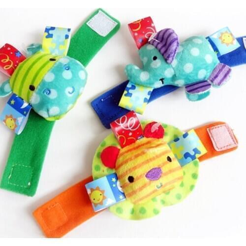 Infant Baby Rattles Toys Soft Cute Lovely Flannelette Washable Baby Wrist Band New Cartoon Animal Hand Wrist Plush Strap for Kid